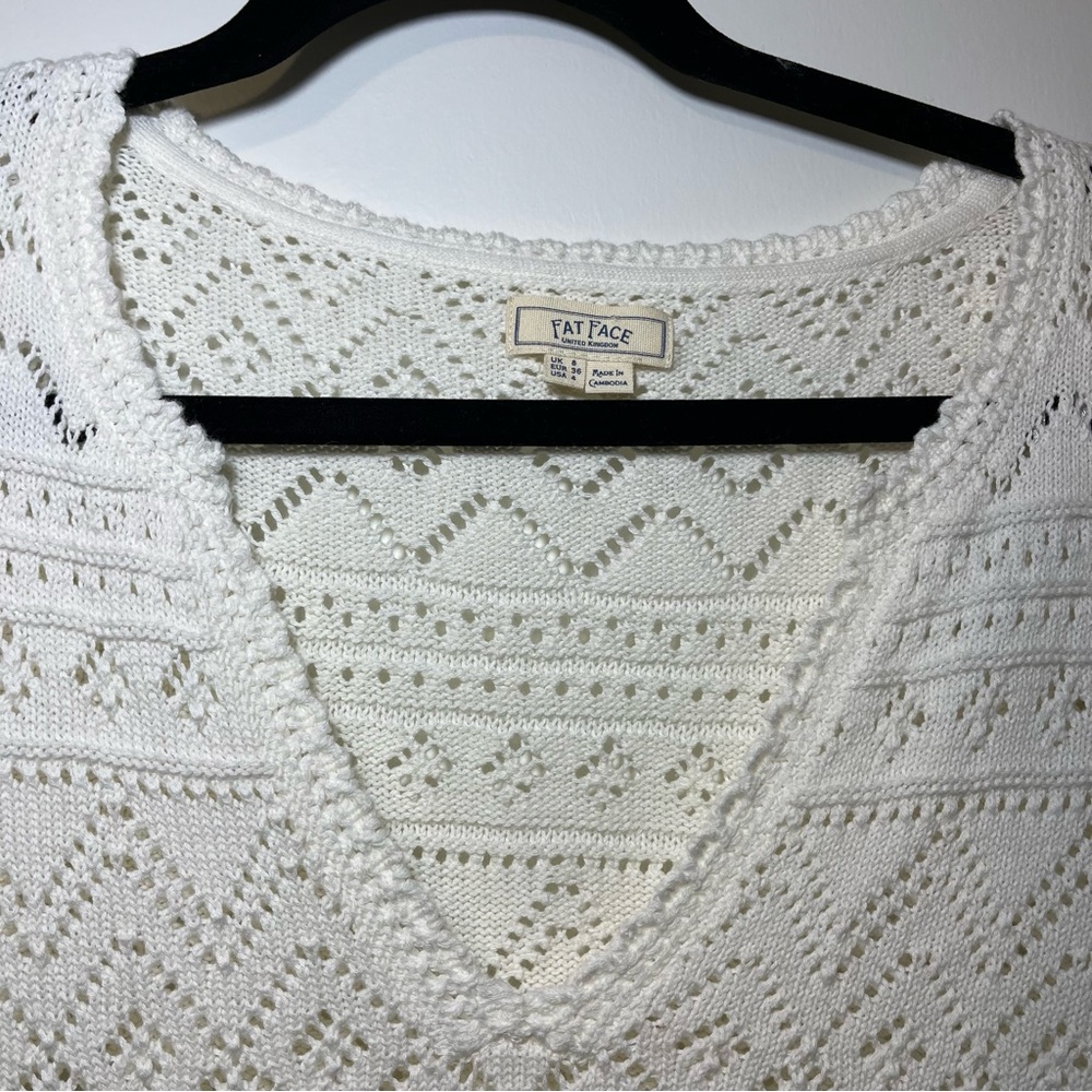 Fat Face Fatface Chiara White Patterned Knitted Womens Cotton Top‎ - Picture 4 of 7